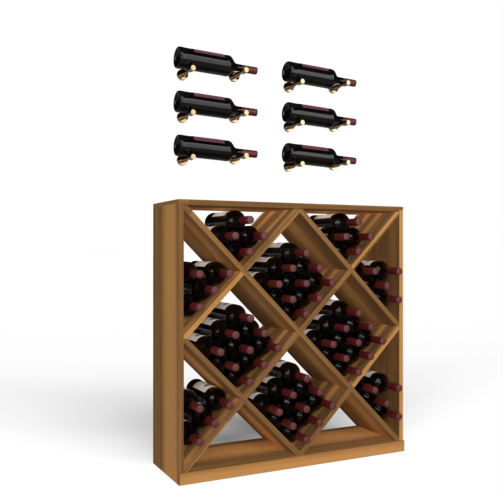 Wine Room Essentials Bundle - Diamond Cube x Vino Pin Designer Kit in Golden Bronze Metal in Premium Redwood Oak stained without WineSafe™ Satin Sealant