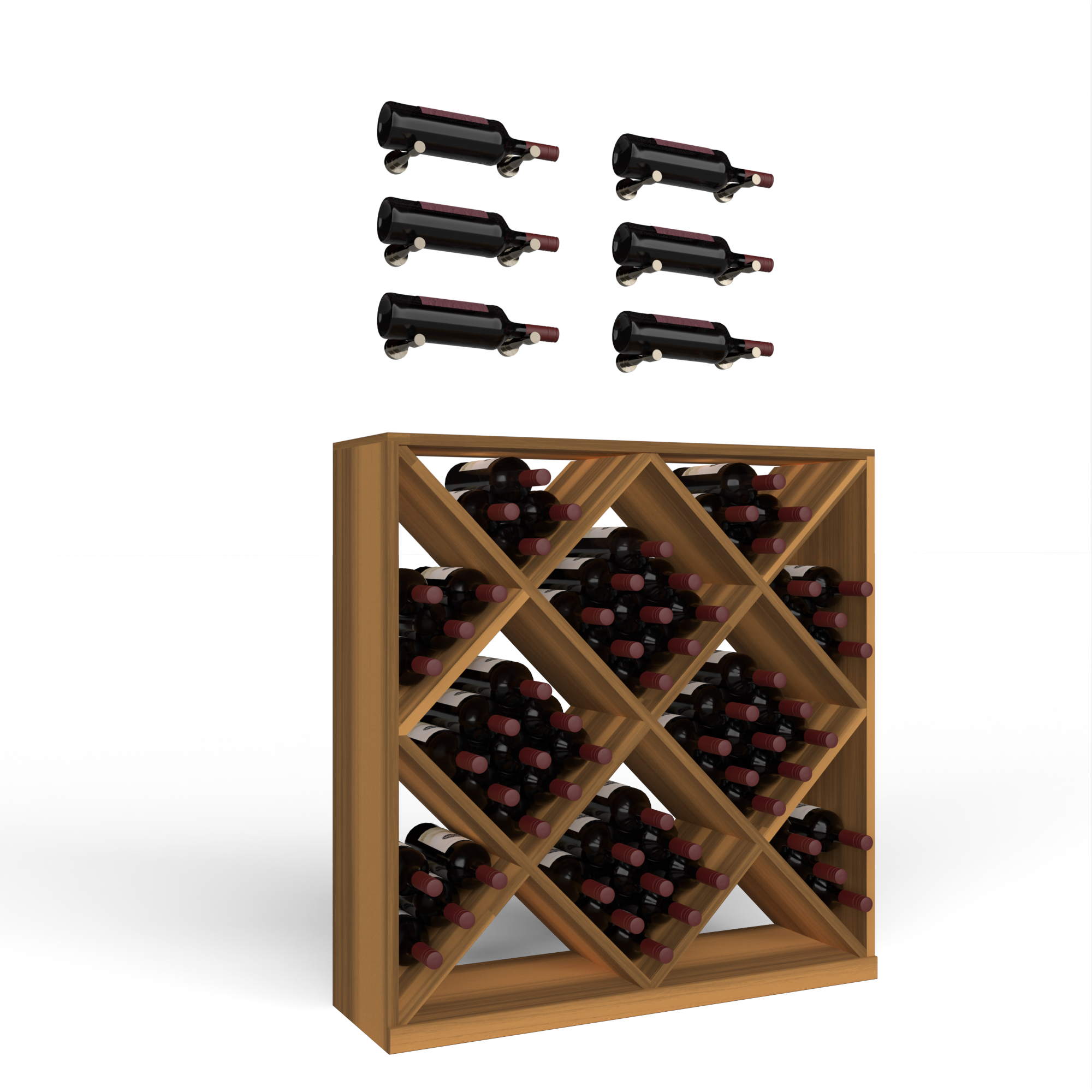Wine Room Essentials Bundle - Diamond Cube x Vino Pin Designer Kit in Gunmetal Metal in Premium Redwood Oak stained without WineSafe™ Satin Sealant