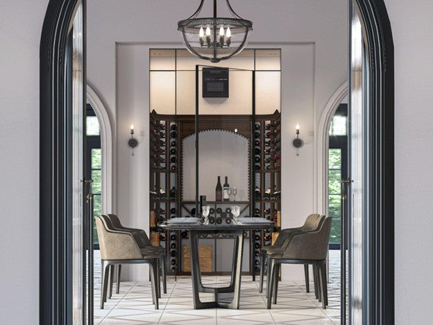 A Wine Cooling Unit in a Glass Enclosed Wine Room