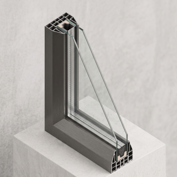 Double Panel cellar frame with glass for a glass enclosed wine cellar