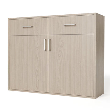 GrandCellar™ - 10 Column Full-Depth Wine & Liquor Cabinet, Silver Handle Pulls in Maple Unstained with WineSafe™ Satin Sealant