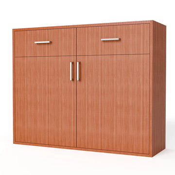 GrandCellar™ - 10 Column Full-Depth Wine & Liquor Cabinet, Silver Handle Pulls in Sapele Mahogany Unstained without WineSafe™ Satin Sealant