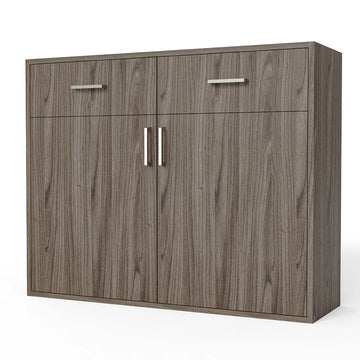 GrandCellar™ - 10 Column Full-Depth Wine & Liquor Cabinet, Silver Handle Pulls in Walnut Unstained without WineSafe™ Satin Sealant