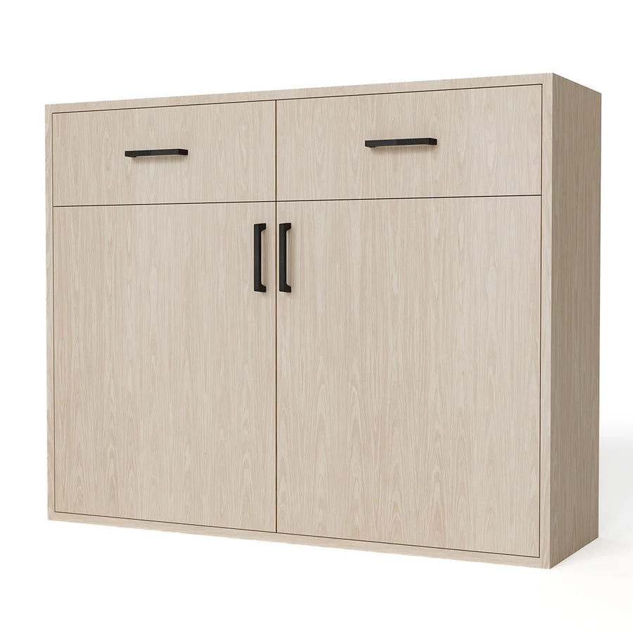 GrandCellar™ - 10 Column Full-Depth Wine & Liquor Cabinet - Black Handle Pulls