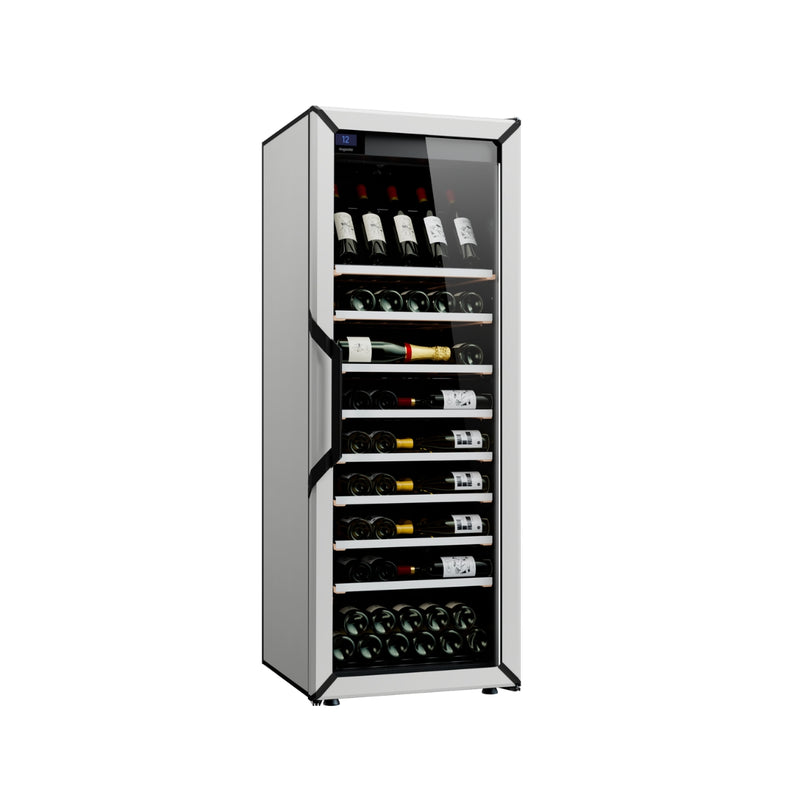 Goguette Large Single Zone Wine Fridge with Presentation Row Upgrade – White | 150+ Bottle Capacity