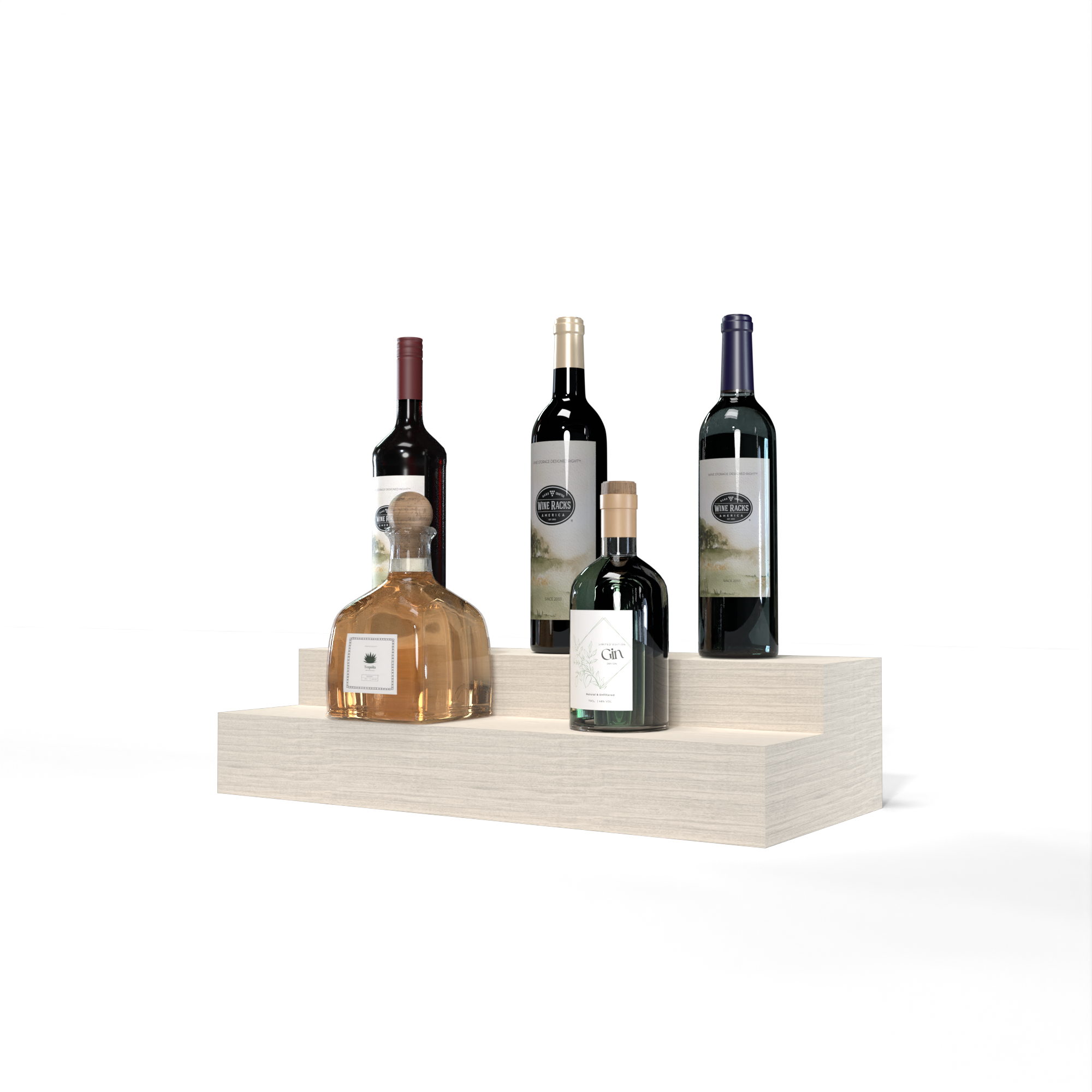 Liquor Riser, 2 Riser 4 Column in White Oak Unstained without WineSafe™ Satin Sealant
