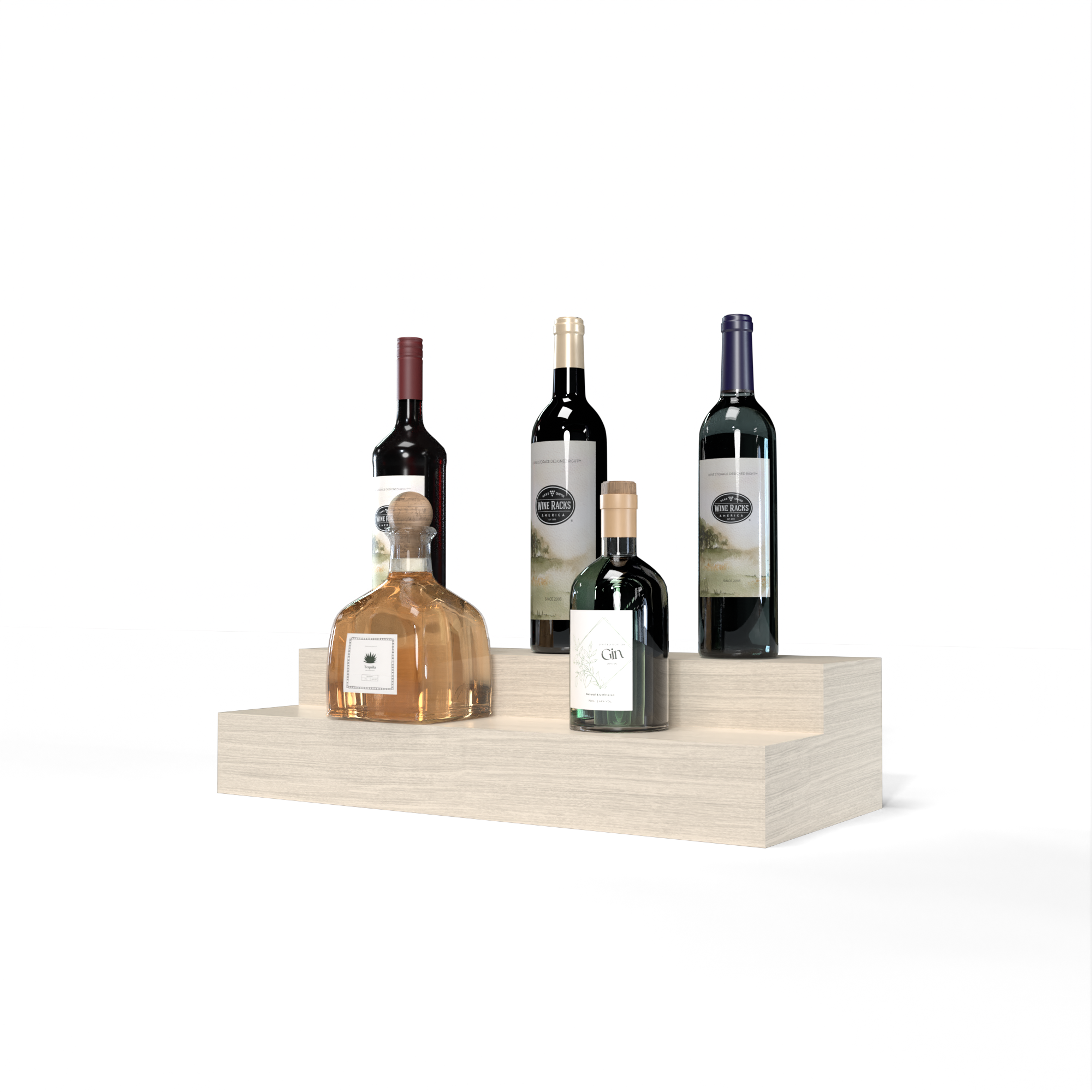 Liquor Riser, 2 Riser 4 Column in White Oak Unstained with WineSafe™ Satin Sealant
