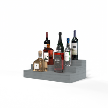 Liquor Riser, 3 Riser 4 Column in Grand Mahogany Greywash stained with WineSafe™ Satin Sealant
