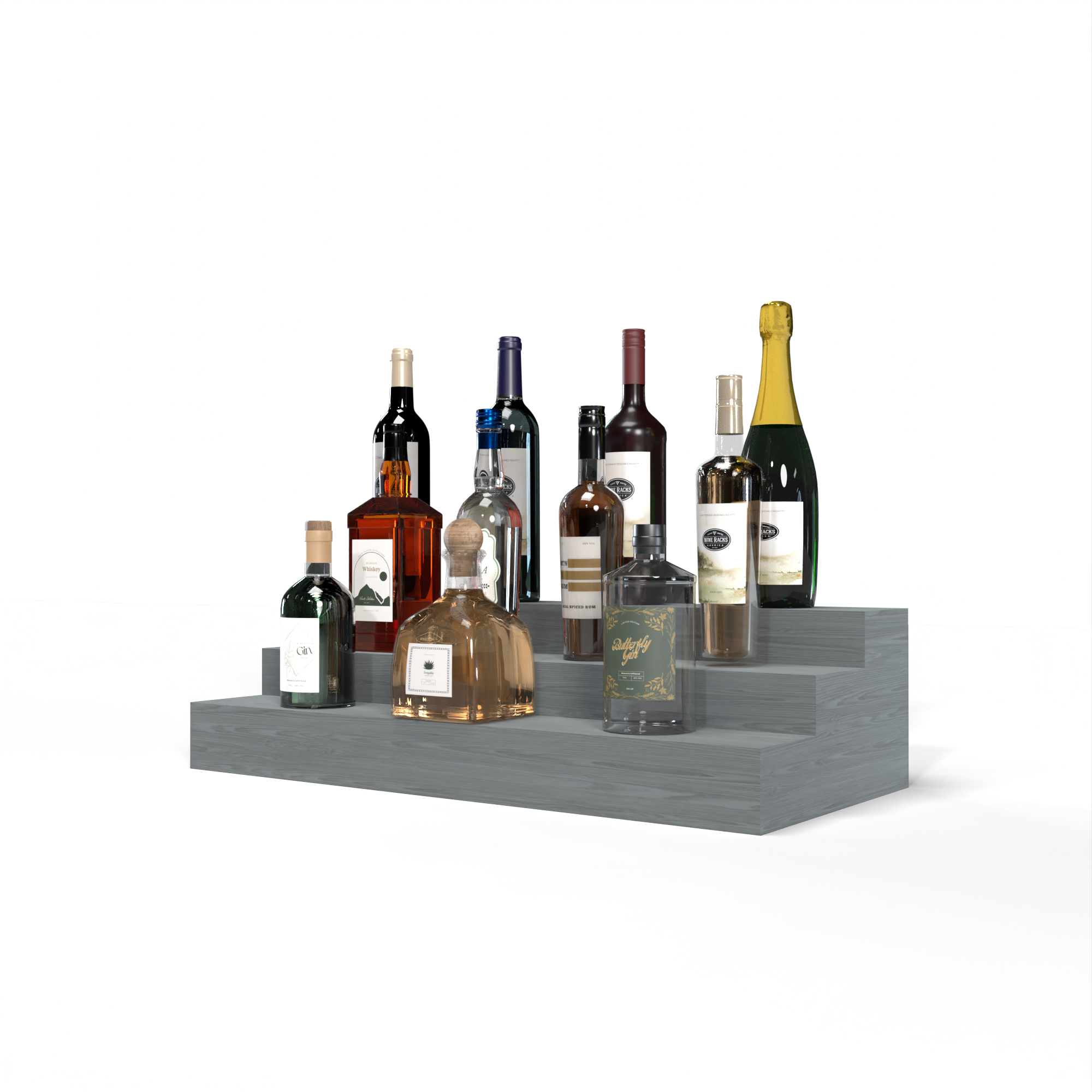 Liquor Riser, 3 Riser 6 Column in Ponderosa Pine Greywash stained without WineSafe™ Satin Sealant