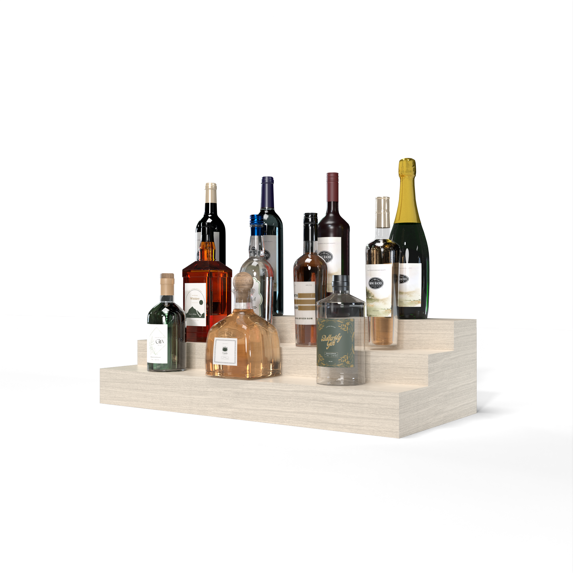 Liquor Riser, 3 Riser 6 Column in White Oak Unstained with WineSafe™ Satin Sealant