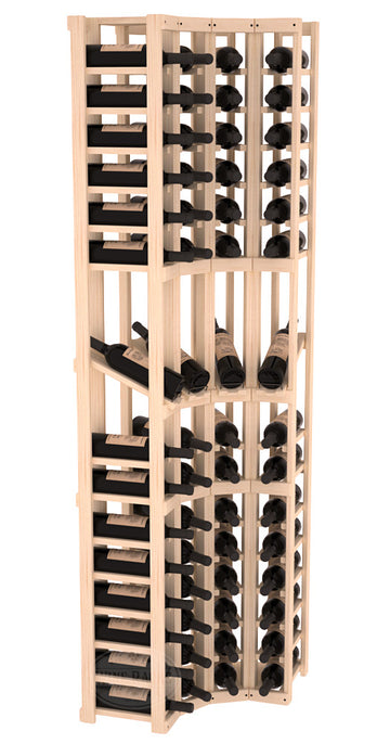 InstaCellar - 4 Column Corner Display Row Rack in Ponderosa Pine Unstained without WineSafe™ Satin Sealant