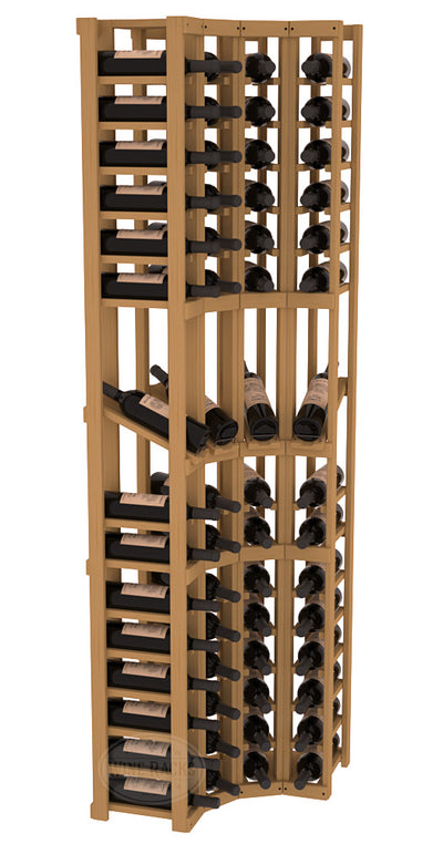 InstaCellar - 4 Column Corner Display Row Rack in Ponderosa Pine Oak stained without WineSafe™ Satin Sealant