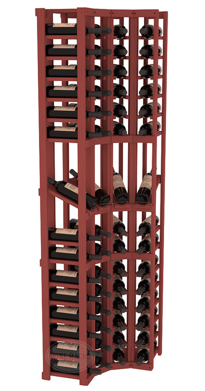 InstaCellar - 4 Column Corner Display Row Rack in Ponderosa Pine Cherry stained without WineSafe™ Satin Sealant
