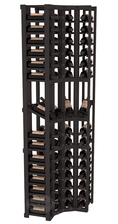 InstaCellar - 4 Column Corner Display Row Rack in Ponderosa Pine Black stained without WineSafe™ Satin Sealant