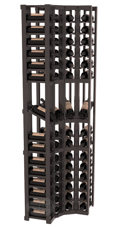 InstaCellar - 4 Column Corner Display Row Rack in Ponderosa Pine Black stained with WineSafe™ Satin Sealant