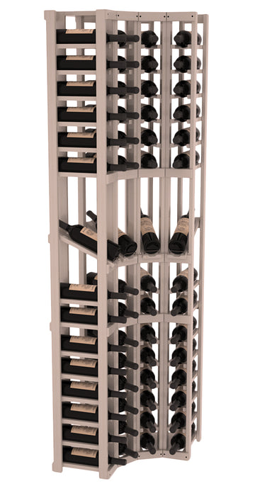 InstaCellar - 4 Column Corner Display Row Rack in Ponderosa Pine Greywash stained with WineSafe™ Satin Sealant
