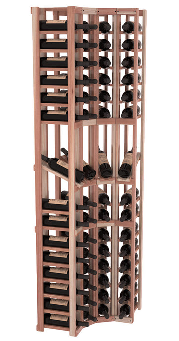 InstaCellar - 4 Column Corner Display Row Rack in Premium Redwood Unstained with WineSafe™ Satin Sealant