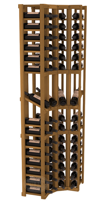 InstaCellar - 4 Column Corner Display Row Rack in Premium Redwood Oak stained without WineSafe™ Satin Sealant