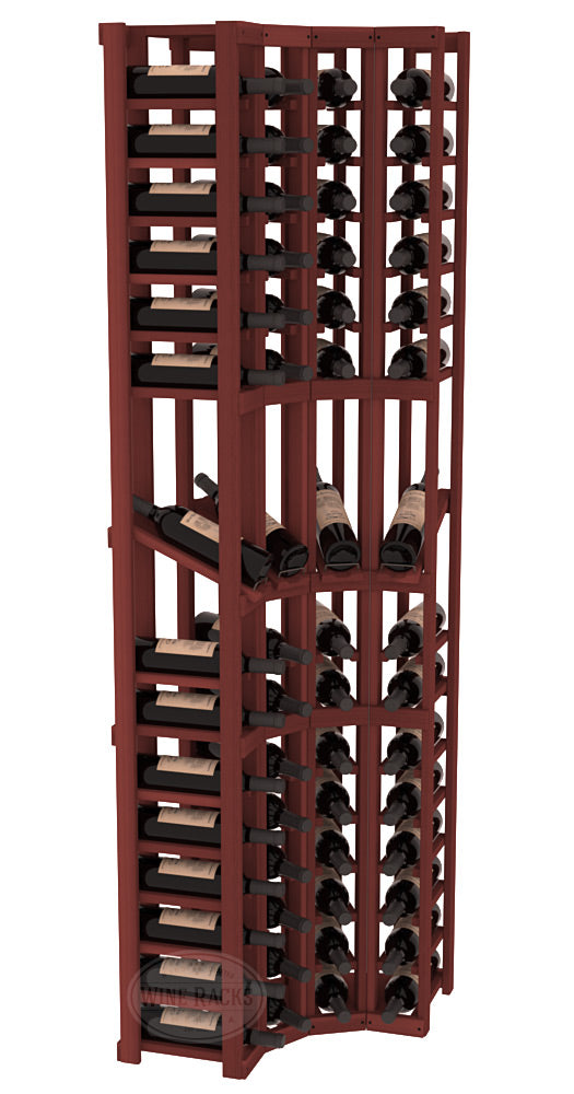 InstaCellar - 4 Column Corner Display Row Rack in Premium Redwood Cherry stained without WineSafe™ Satin Sealant