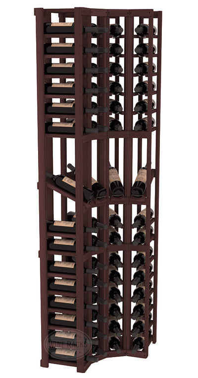 InstaCellar - 4 Column Corner Display Row Rack in Premium Redwood Walnut stained without WineSafe™ Satin Sealant