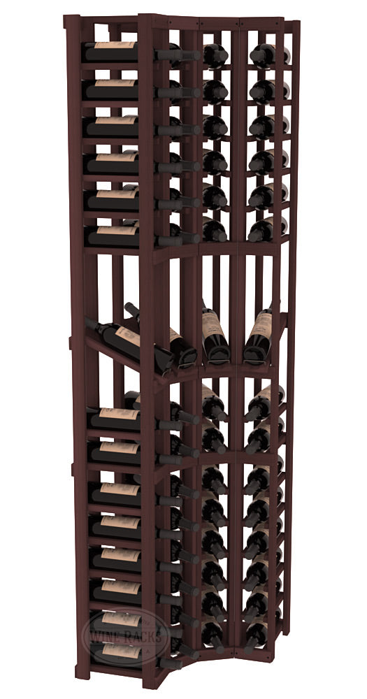 InstaCellar - 4 Column Corner Display Row Rack in Premium Redwood Walnut stained without WineSafe™ Satin Sealant
