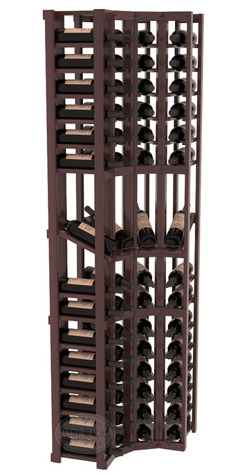InstaCellar - 4 Column Corner Display Row Rack in Premium Redwood Walnut stained with WineSafe™ Satin Sealant