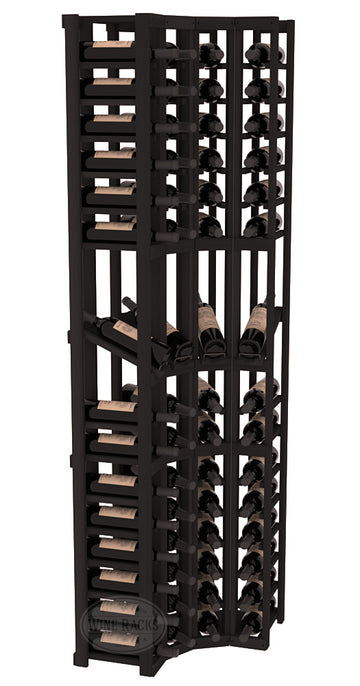 InstaCellar - 4 Column Corner Display Row Rack in Premium Redwood Black stained without WineSafe™ Satin Sealant