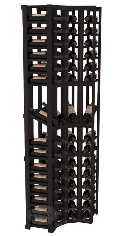 InstaCellar - 4 Column Corner Display Row Rack in Premium Redwood Black stained without WineSafe™ Satin Sealant