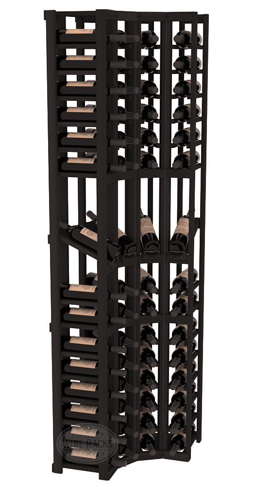 InstaCellar - 4 Column Corner Display Row Rack in Premium Redwood Black stained without WineSafe™ Satin Sealant