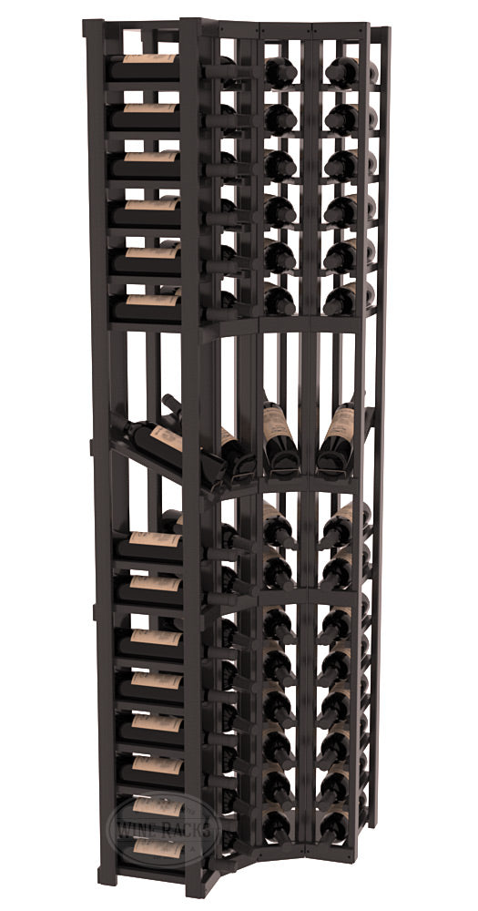 InstaCellar - 4 Column Corner Display Row Rack in Premium Redwood Black stained with WineSafe™ Satin Sealant