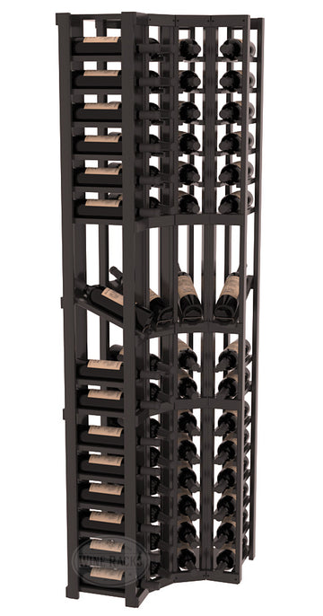 InstaCellar - 4 Column Corner Display Row Rack in Premium Redwood Black stained with WineSafe™ Satin Sealant