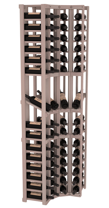 InstaCellar - 4 Column Corner Display Row Rack in Premium Redwood Greywash stained without WineSafe™ Satin Sealant