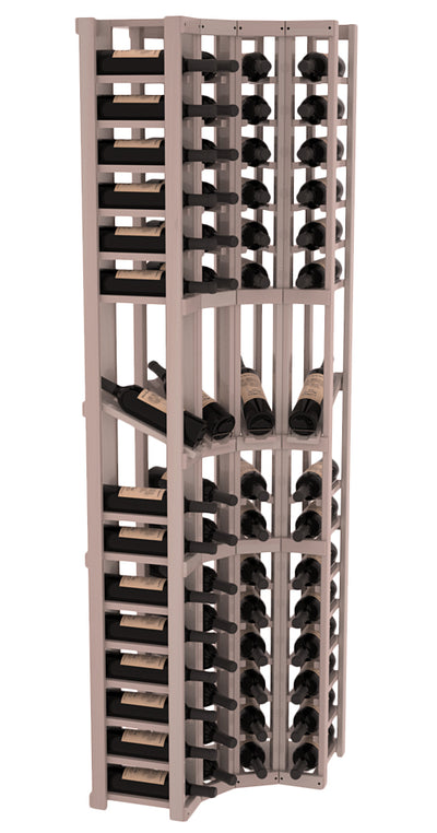 InstaCellar - 4 Column Corner Display Row Rack in Premium Redwood Greywash stained with WineSafe™ Satin Sealant