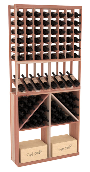 InstaCellar - 8 Column High Reveal 96 Bin /Case Combo in Premium Redwood Unstained without WineSafe™ Satin Sealant