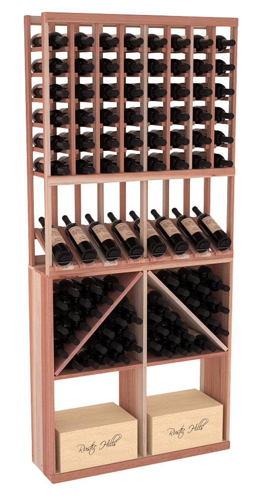 InstaCellar - 8 Column High Reveal 96 Case Combo in Premium Redwood Unstained without WineSafe™ Satin Sealant