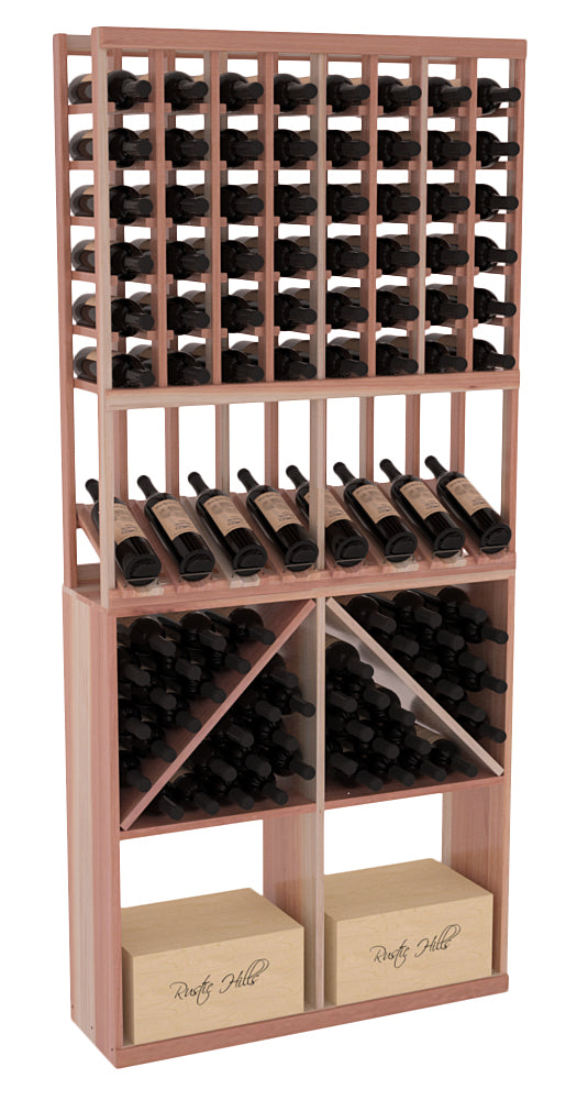 InstaCellar - 8 Column High Reveal 96 Case Combo in Premium Redwood Unstained with WineSafe™ Satin Sealant