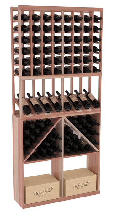 InstaCellar - 8 Column High Reveal 96 Case Combo in Premium Redwood Unstained with WineSafe™ Satin Sealant