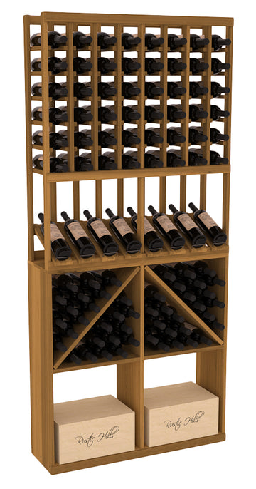 InstaCellar - 8 Column High Reveal 96 Case Combo in Premium Redwood Oak stained without WineSafe™ Satin Sealant