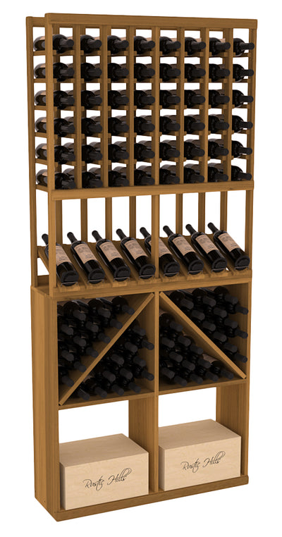InstaCellar - 8 Column High Reveal 96 Case Combo in Premium Redwood Oak stained without WineSafe™ Satin Sealant