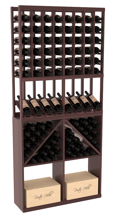 InstaCellar - 8 Column High Reveal 96 Bin /Case Combo in Premium Redwood Walnut stained with WineSafe™ Satin Sealant