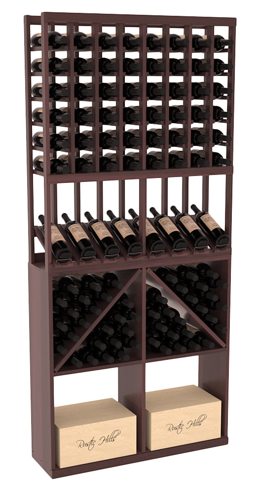 InstaCellar - 8 Column High Reveal 96 Case Combo in Premium Redwood Walnut stained with WineSafe™ Satin Sealant