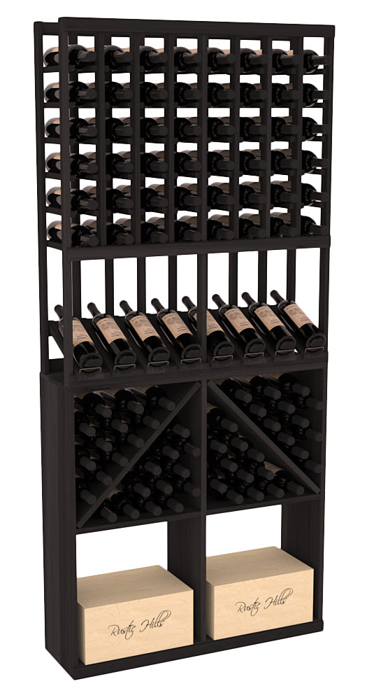 InstaCellar - 8 Column High Reveal 96 Bin /Case Combo in Premium Redwood Black stained without WineSafe™ Satin Sealant