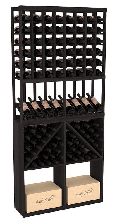 InstaCellar - 8 Column High Reveal 96 Case Combo in Premium Redwood Black stained without WineSafe™ Satin Sealant