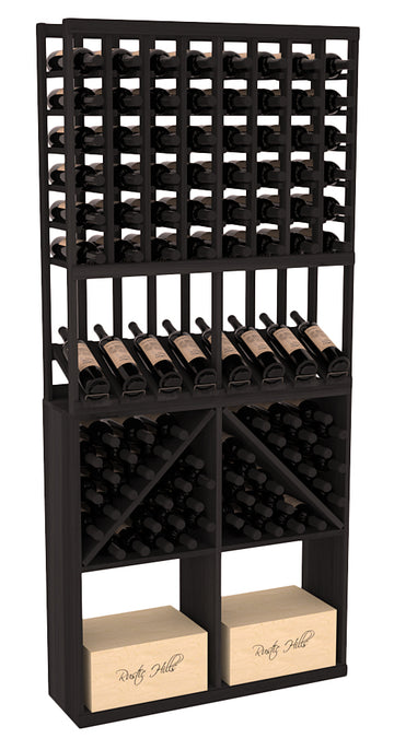 InstaCellar - 8 Column High Reveal 96 Bin /Case Combo in Premium Redwood Black stained without WineSafe™ Satin Sealant