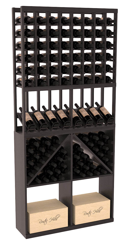 InstaCellar - 8 Column High Reveal 96 Bin /Case Combo in Premium Redwood Black stained with WineSafe™ Satin Sealant