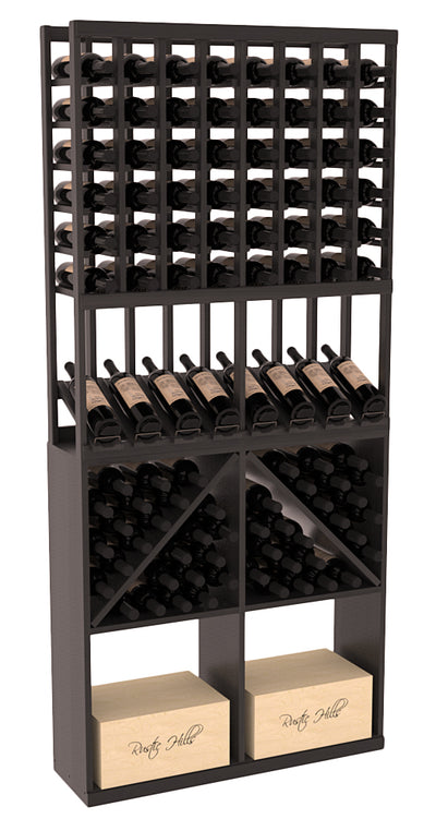InstaCellar - 8 Column High Reveal 96 Bin /Case Combo in Premium Redwood Black stained with WineSafe™ Satin Sealant