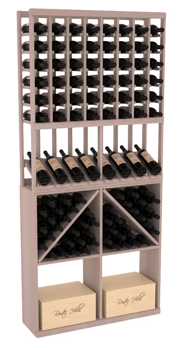 InstaCellar - 8 Column High Reveal 96 Bin /Case Combo in Premium Redwood Greywash stained without WineSafe™ Satin Sealant