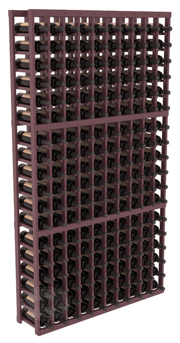 InstaCellar - 10 Column Standard Rack in Pine Burgundy stained with Clear Coat