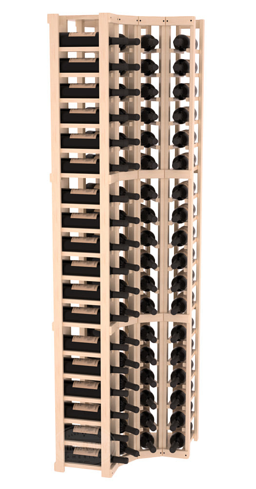 InstaCellar - 4 Column Corner Rack in Ponderosa Pine Unstained with WineSafe™ Satin Sealant