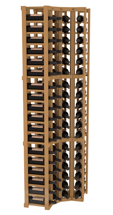 InstaCellar - 4 Column Corner Rack in Ponderosa Pine Oak stained without WineSafe™ Satin Sealant